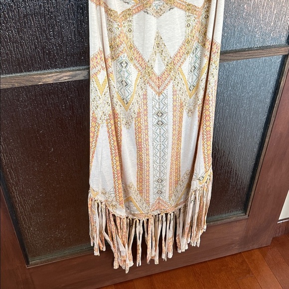 Free People High Low Fringe Dress - Cream and Tan - Picture 7 of 11